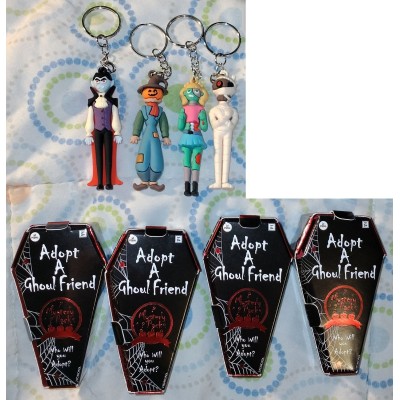 Adopt A Ghoul Friend Figural Keychains: Near Complete Set of 4