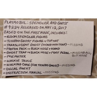 Playmobil Ghostbusters Spengler and Ghost (No.9224 from 2017) (Loose, Incomplete)