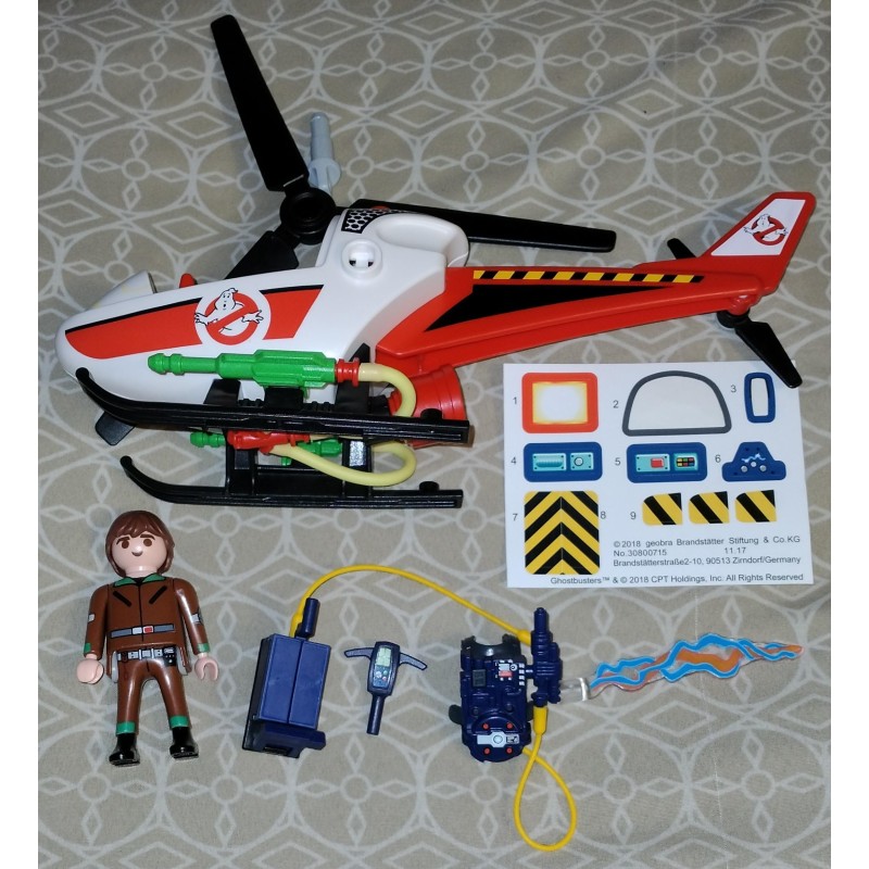 Playmobil The Real Ghostbusters Venkman with Helicopter (No.9385 from 2018) (Loose, Incomplete)
