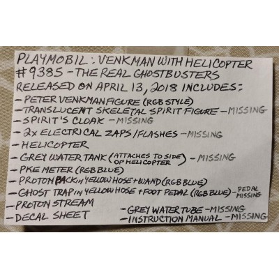 Playmobil The Real Ghostbusters Venkman with Helicopter (No.9385 from 2018) (Loose, Incomplete)