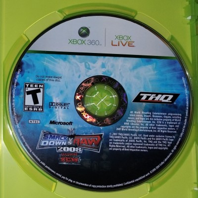 WWE SmackDown vs. Raw 2008 featuring ECW (Xbox 360) (FOR PARTS/AS IS)