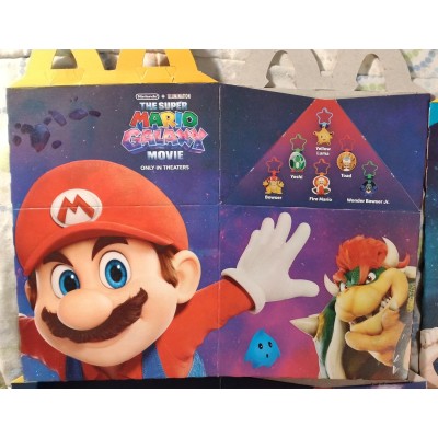 McDonald's Happy Meal Super Mario Galaxy Movie Complete Set of 12 Toys + All 3 Boxes + 2 Apple Wrappers